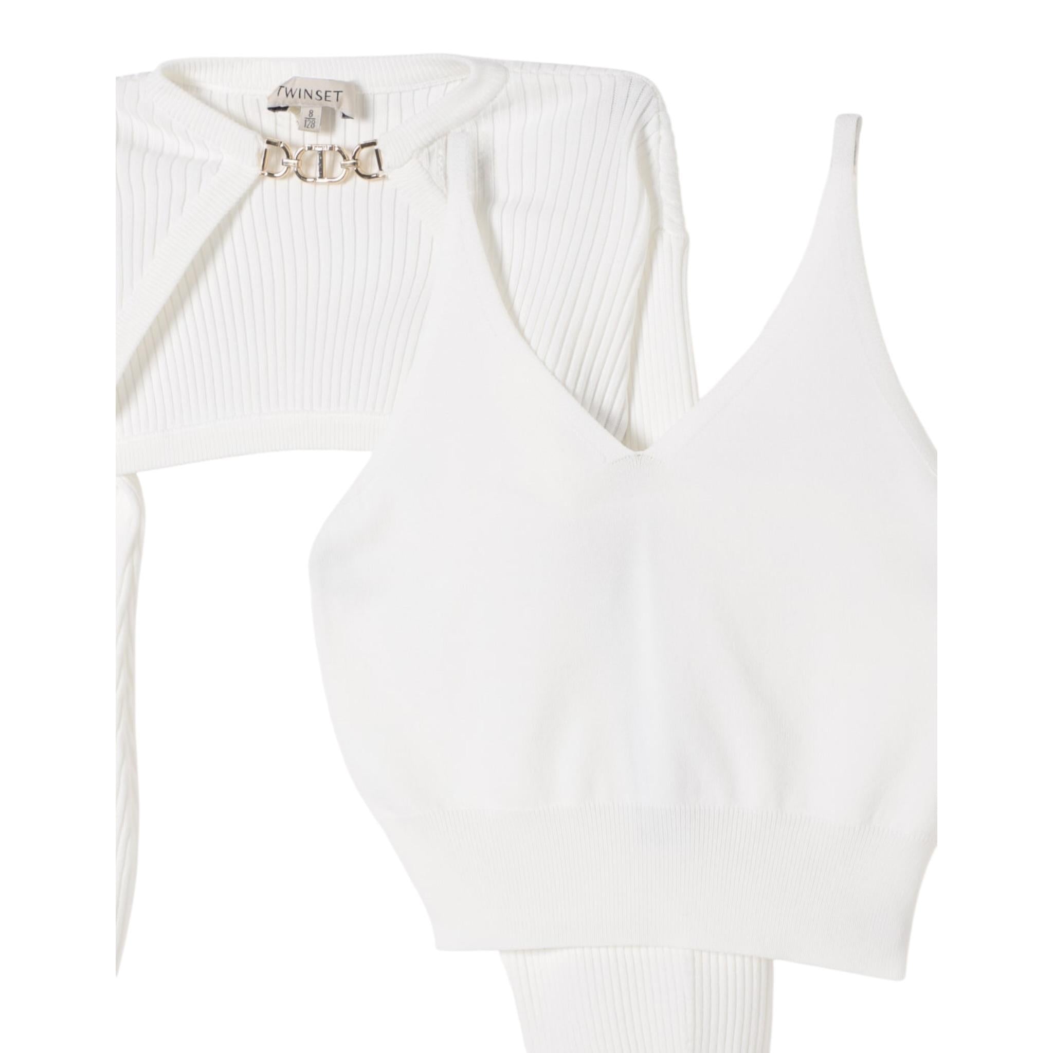 Twinset Set Top-Maglia Tinta Unita per Bambina 251GJ3QW6 PANNA TWINSET 