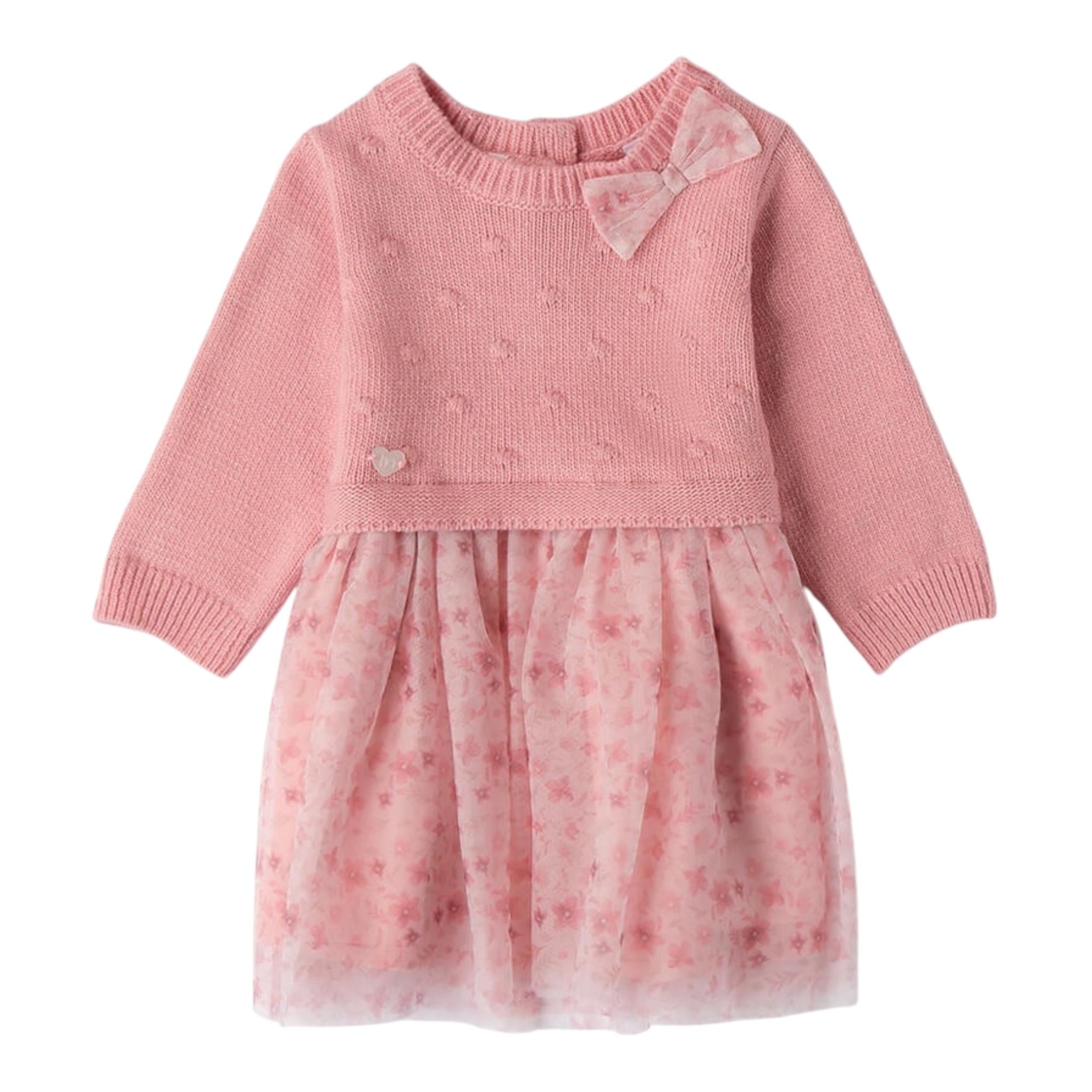 MINI BANDA abito manica lunga con gonna tulle Rosa per Neonata 3A753 ROSA MINI BANDA 