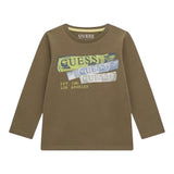 GUESS shirt girocollo tinta unita con stampa Verde per Bambino N4BI20I3Z14 VERDE GUESS 