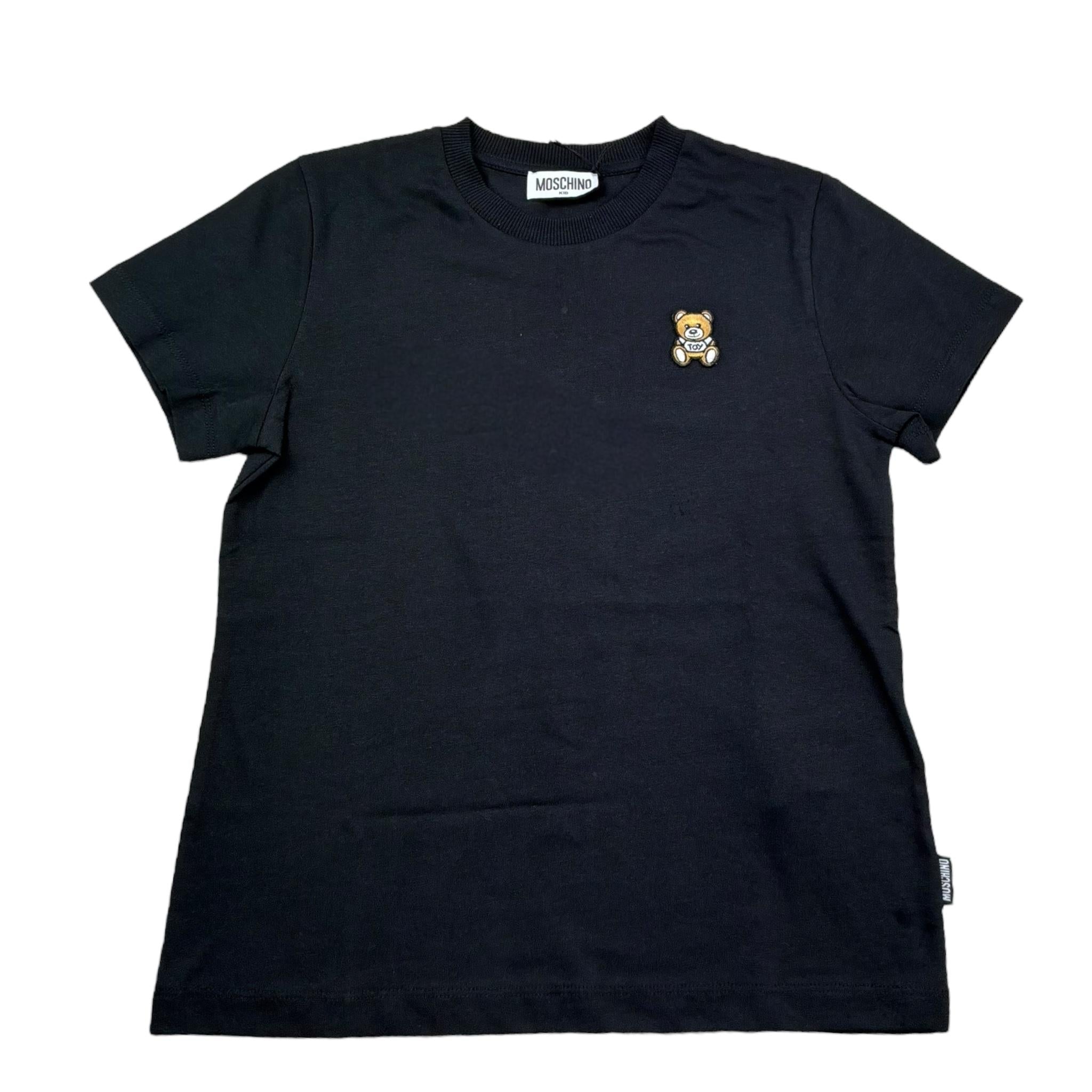 Moschino T-Shirt Girocollo Tinta Unita con Logo per Bambino HUM05E NERO MOSCHINO 