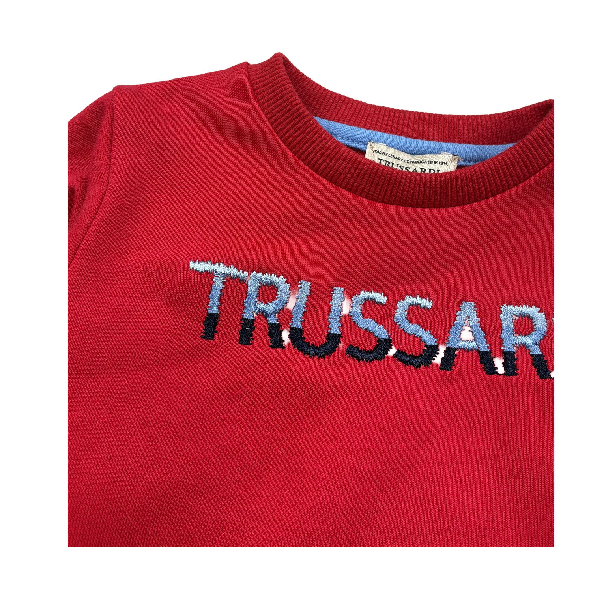 Trussardi Felpa Chiusa Girocollo Tinta Unita con Logo per Neonato TIP26091FE ROSSO TRUSSARDI 
