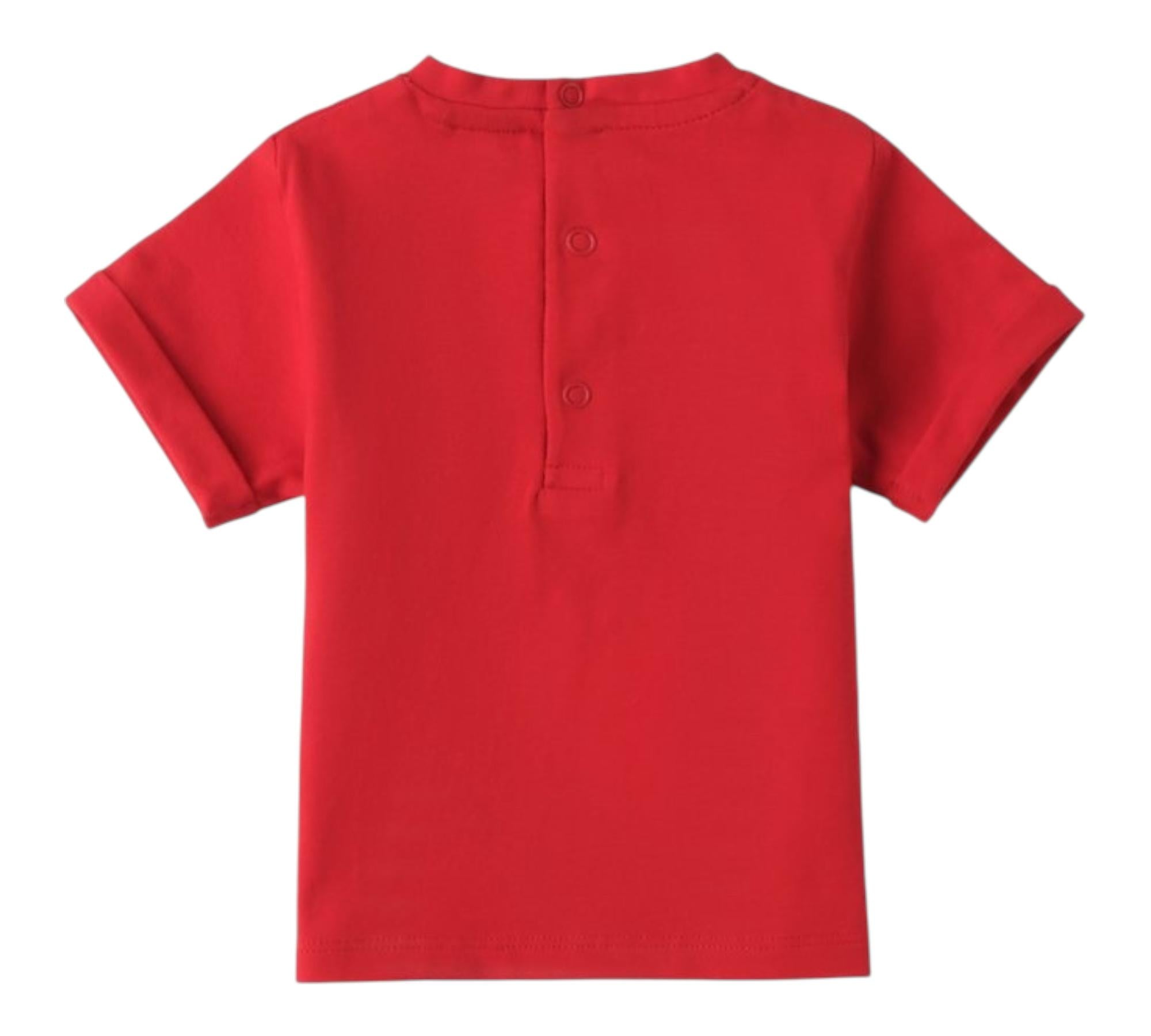 Minibanda T-Shirt Girocollo Tinta Unita con Stampa per Neonato 3B613 ROSSO MINIBANDA 