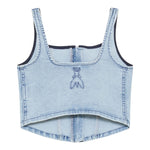 Patrizia Pepe Top In Denim Tinta Unita con Zip per Bambina 7C0255 AZZURRO PATRIZIA PEPE 