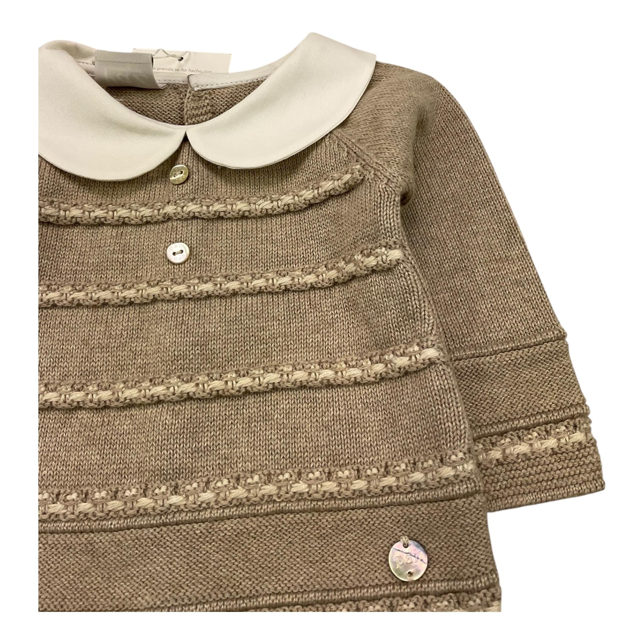 Paz Rodriguez Completo 2 Pezzi Maglia-Ghettina Tinta Unita con Colletto per Neonata 003121896 BEIGE PAZ RODRIGUEZ 