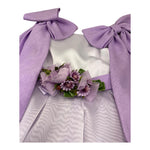 Colori Chiari Abito Giromanica Cerimoniale Bicolore con Fiocchi In Contrasto per Bambina FB107653J BIANCO COLORI CHIARI 