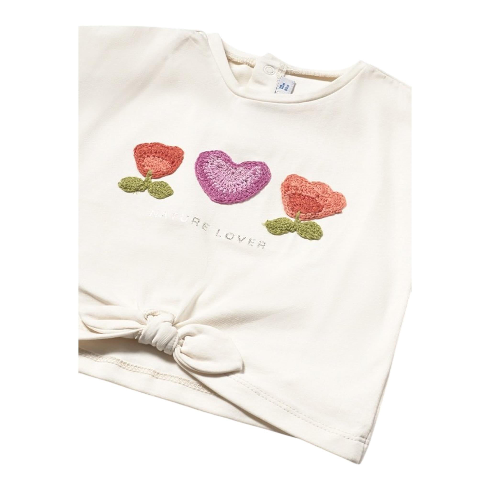 Mayoral T-Shirt Girocollo Tinta Unita con Stampa per Neonata 1046 BEIGE MAYORAL 