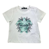 Never Too T-Shirt Tinta Unita Girocollo Con Stampa Bianco Per Neonato