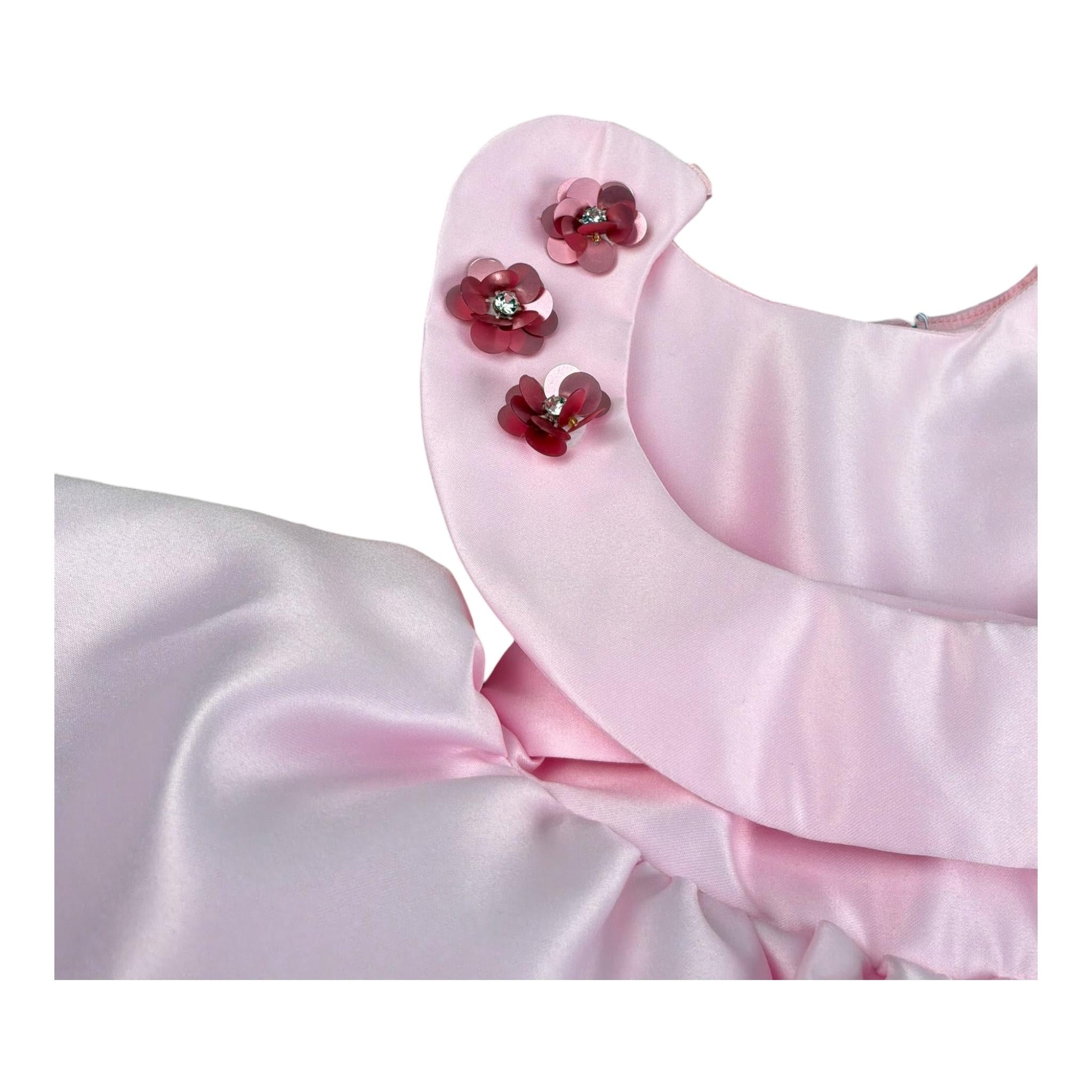 A' La Page Abito Giromanica Tinta Unita con Colletto E Applicazioni per Bambina BETULLA ROSA A' LA PAGE 