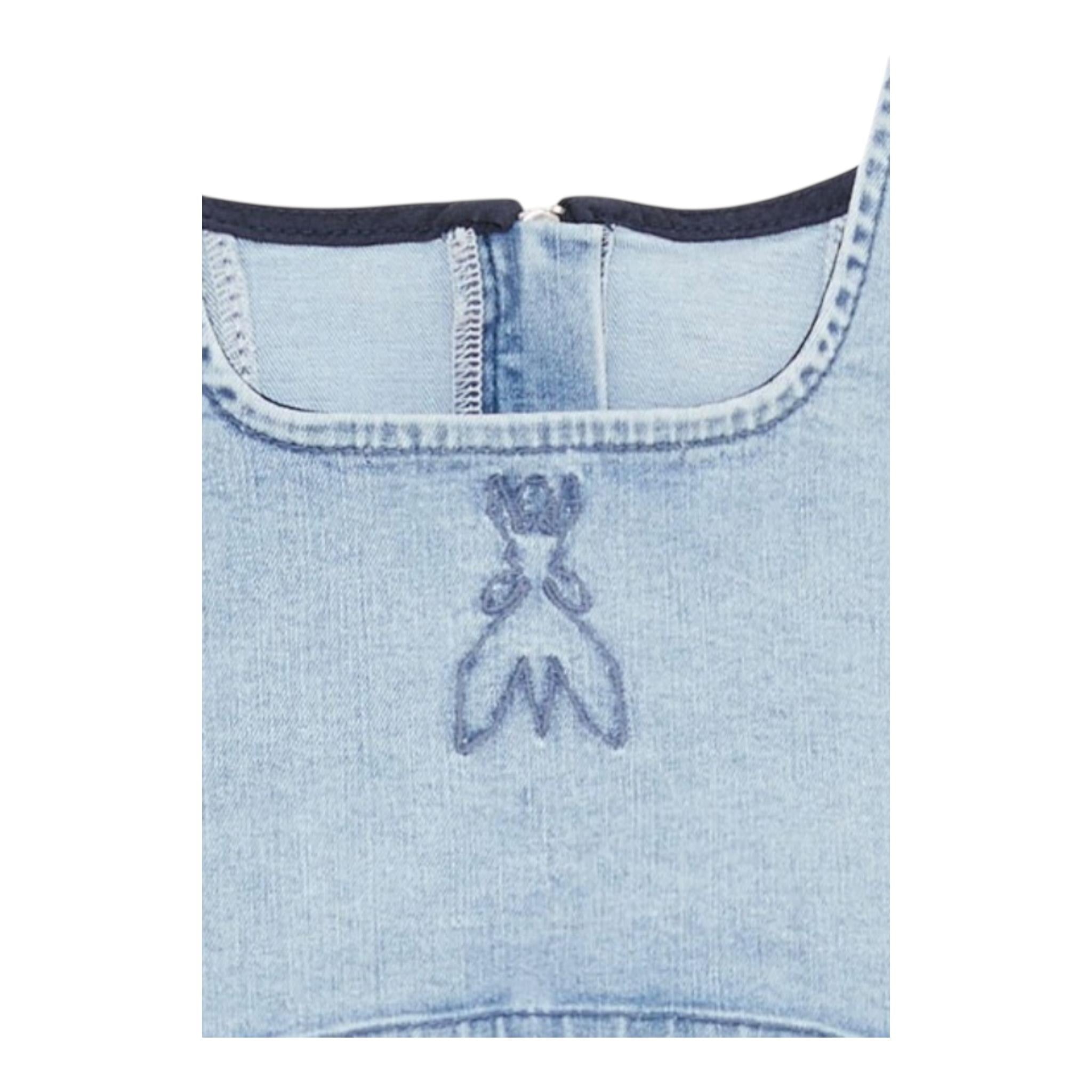 Patrizia Pepe Top In Denim Tinta Unita con Zip per Bambina 7C0255 AZZURRO PATRIZIA PEPE 