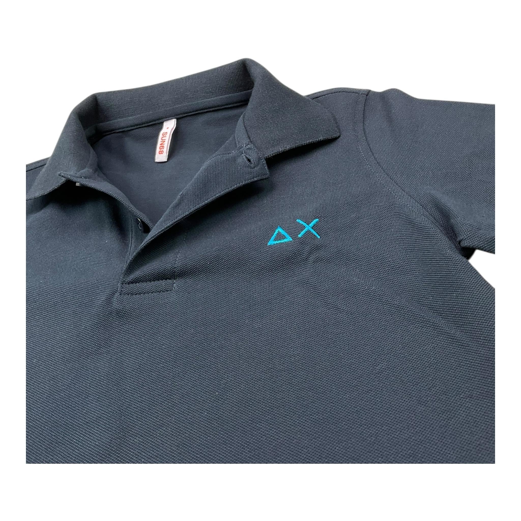 Sun68 Polo Mezza Manica Tinta Unita con Logo per Bambino A35315 BLU SUN68 