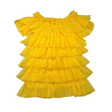 Y-Clu Abito Tinta Unita con Balze per Bambina Y19170 GIALLO Y-CLU 