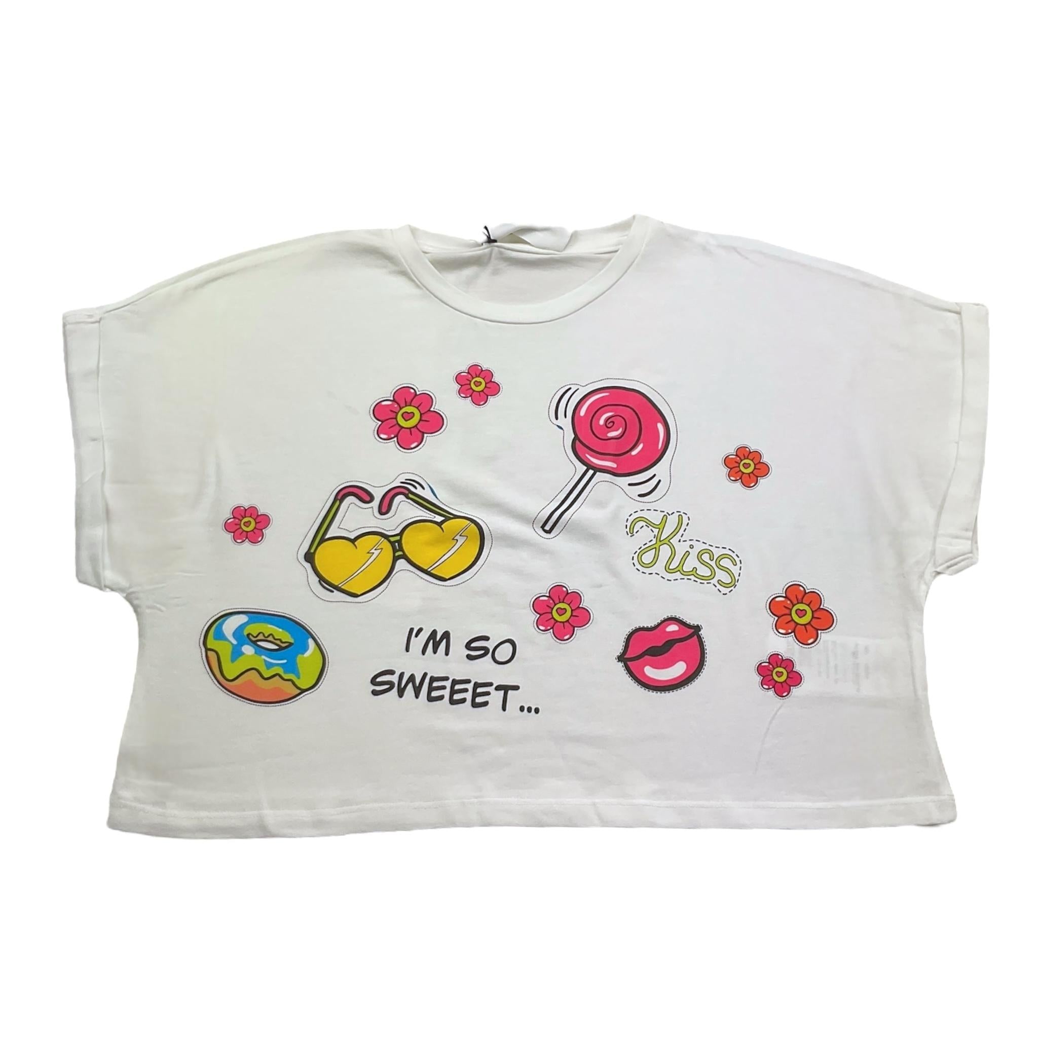 So Twee By Miss Grant T-Shirt Girocollo Tinta Unita con Stampa per Bambina ST0051 BIANCO SO TWEE BY MISS GRANT 