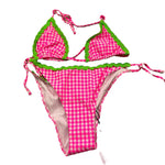 Saint Barth Costume 2 Pezzi Triangolo-Muandina per Bambina VICHY ROSA FLUO SAINT BARTH 