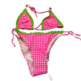 Saint Barth Costume 2 Pezzi Triangolo-Muandina per Bambina VICHY ROSA FLUO SAINT BARTH 