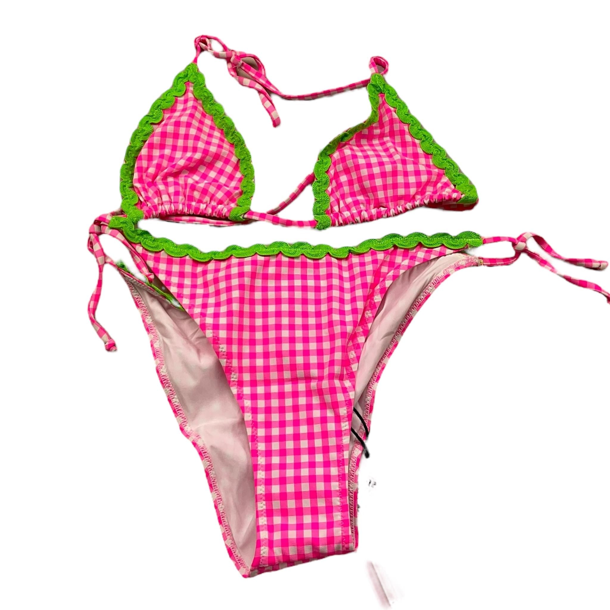 Saint Barth Costume 2 Pezzi Triangolo-Muandina per Bambina VICHY ROSA FLUO SAINT BARTH 