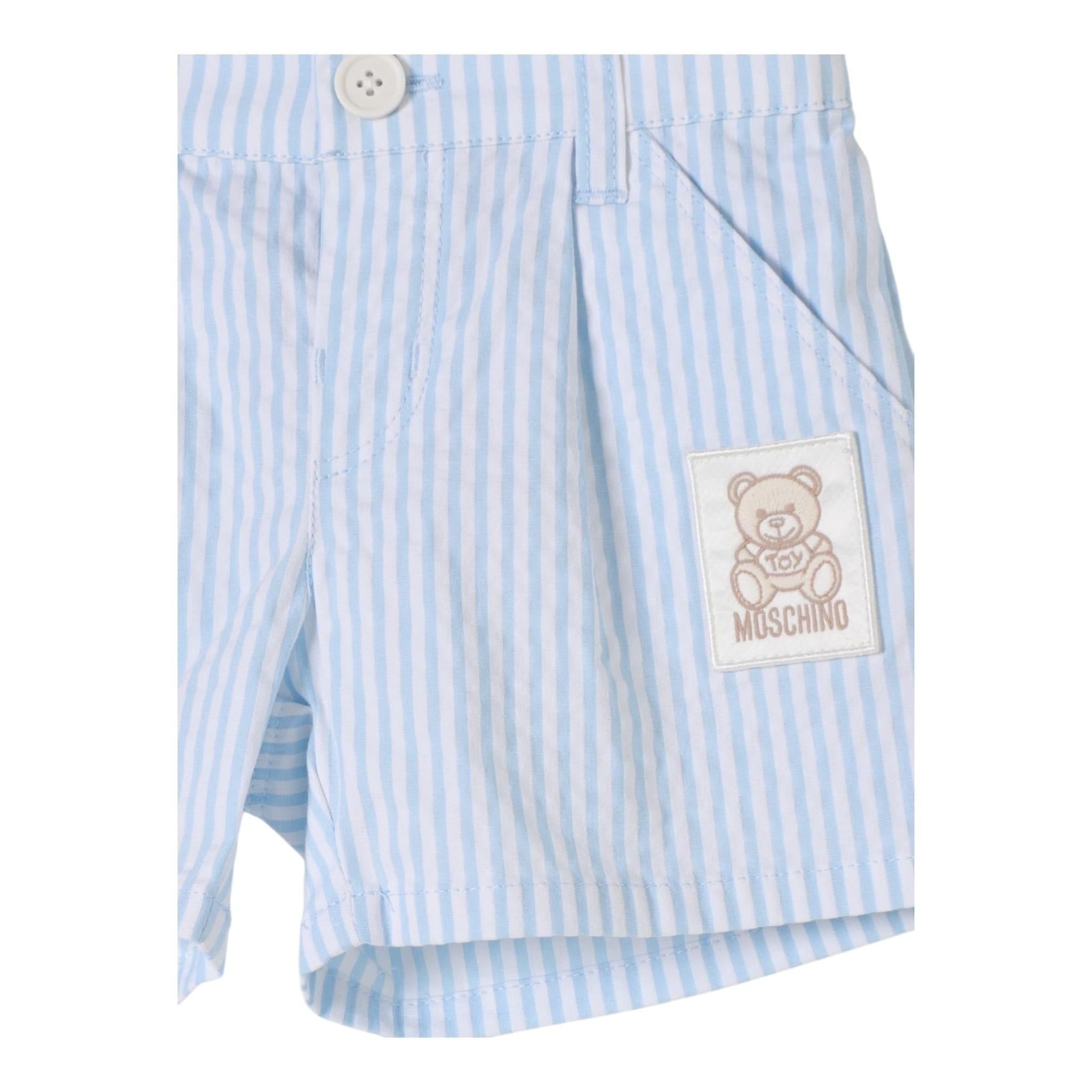 Moschino Bermuda Fantasia A Righe per Bambino MUQ01DJ BIANCO/AZZURRO MOSCHINO 