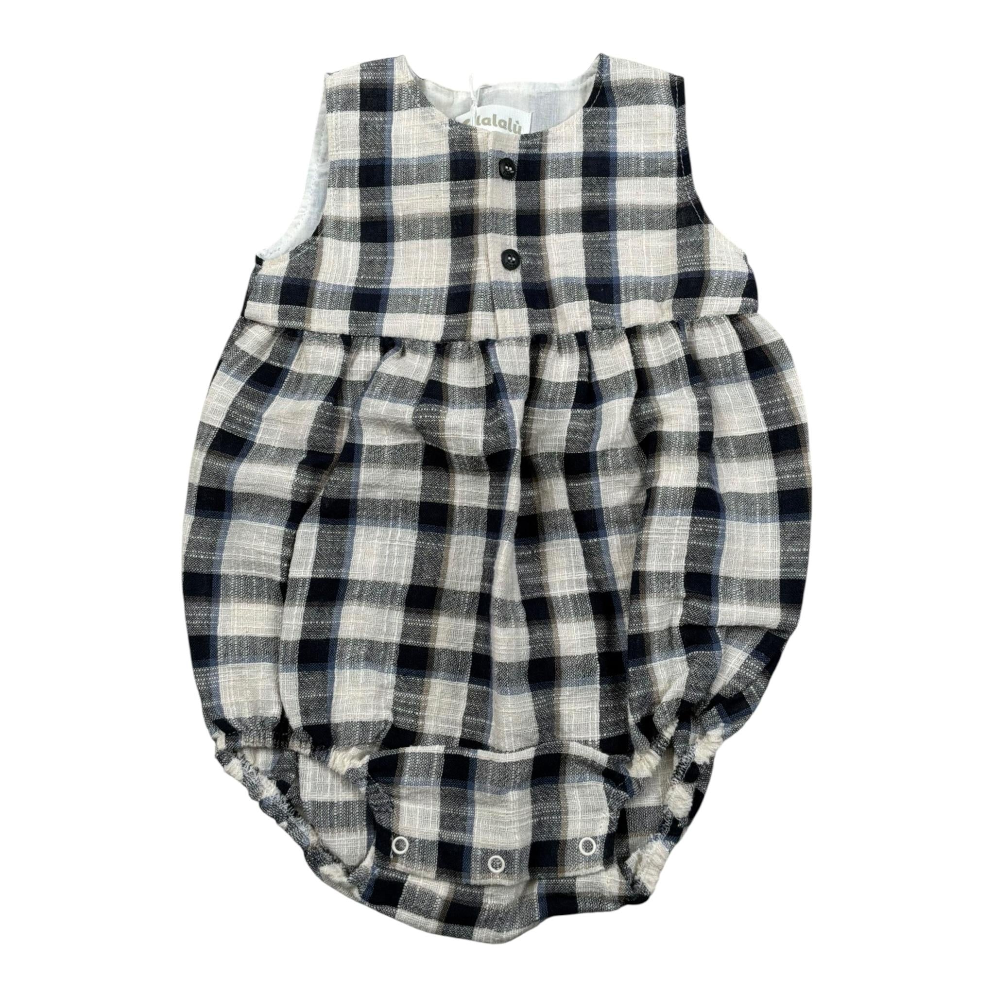 Lalalu' Pagliaccetto Bicolore con Fantasia A Quadri per Neonata PAL06P BLU LALALU' 