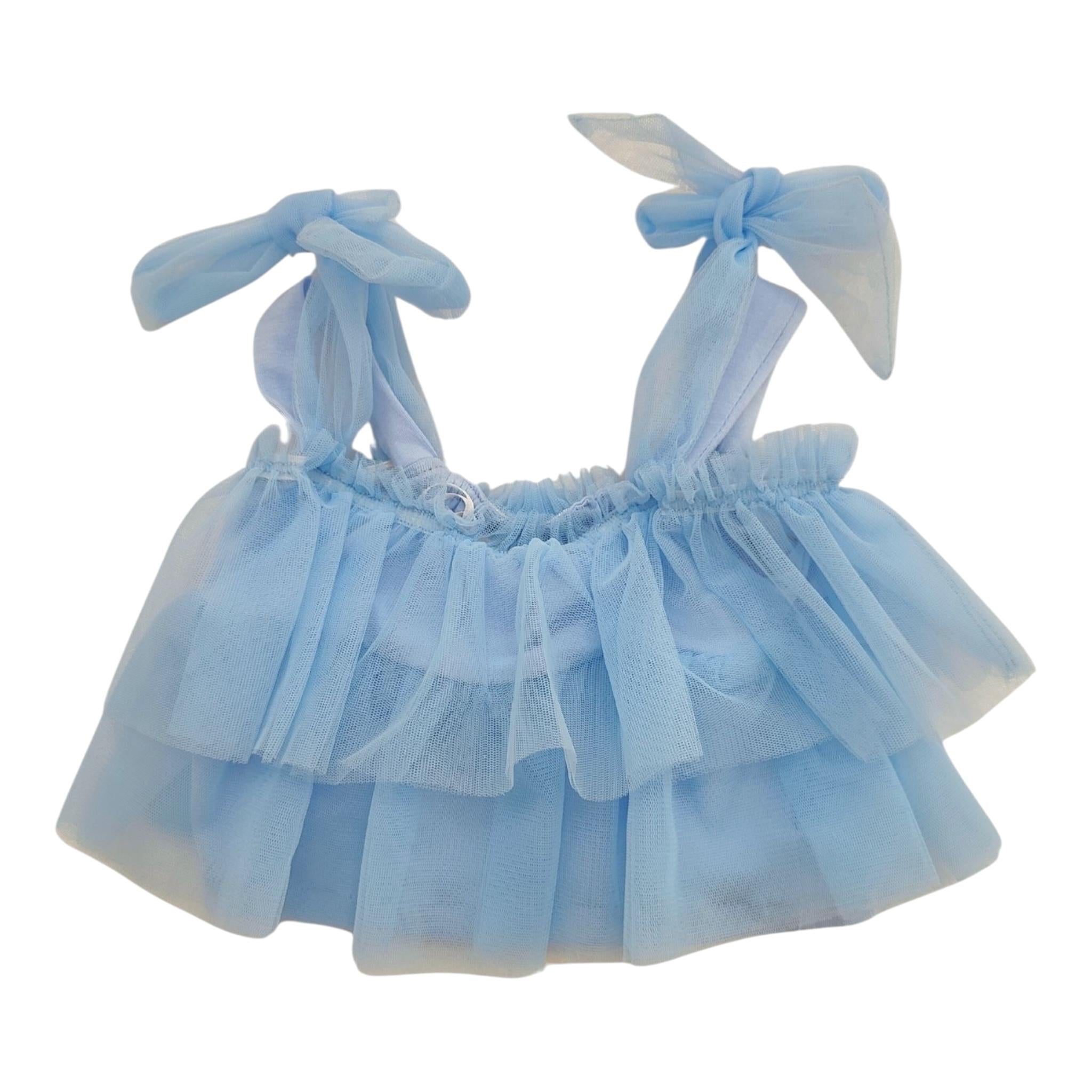 Miss Grant Top Giromanica Tinta Unita In Tulle con Applicazioni per Bambina MG1295J AZZURRO MISS GRANT 