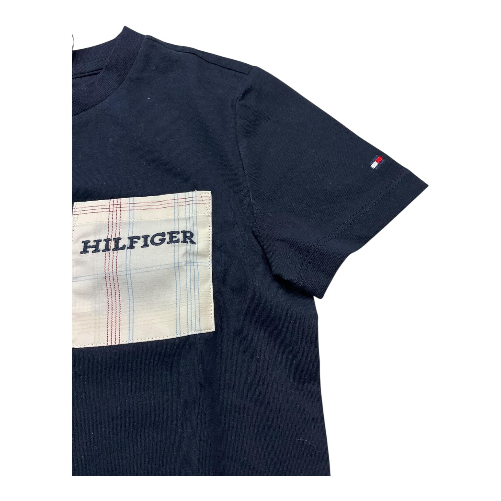 Tommy Hilfiger T-Shirt Girocollo Tinta Unita con Taschino per Bambino KB0KB09094 BLU TOMMY HILFIGER 
