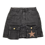 MARC ELLIS gonne in denim tinta unita con tasconi Nero per Bambina JMJSK00282 NERO MARC ELLIS 