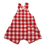 Petit Indi Salopette Bicolore con Fantasia A Quadri per Neonata SS25B2511 BIANCO/ROSSO PETIT INDI 