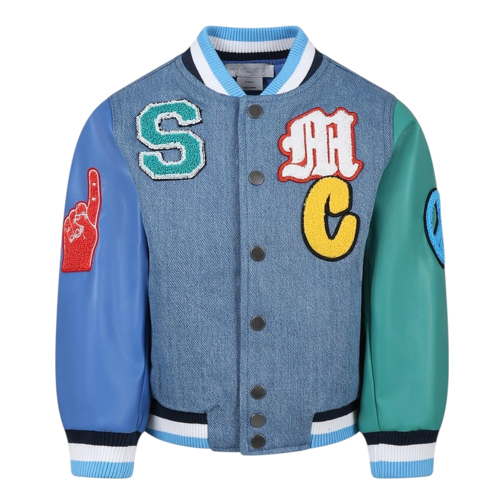 Stella Mccartney Giubbino In Denim Tinta Unita con Maniche In Contrasto per Bambino TW2P77 BLU STELLA McCARTNEY 