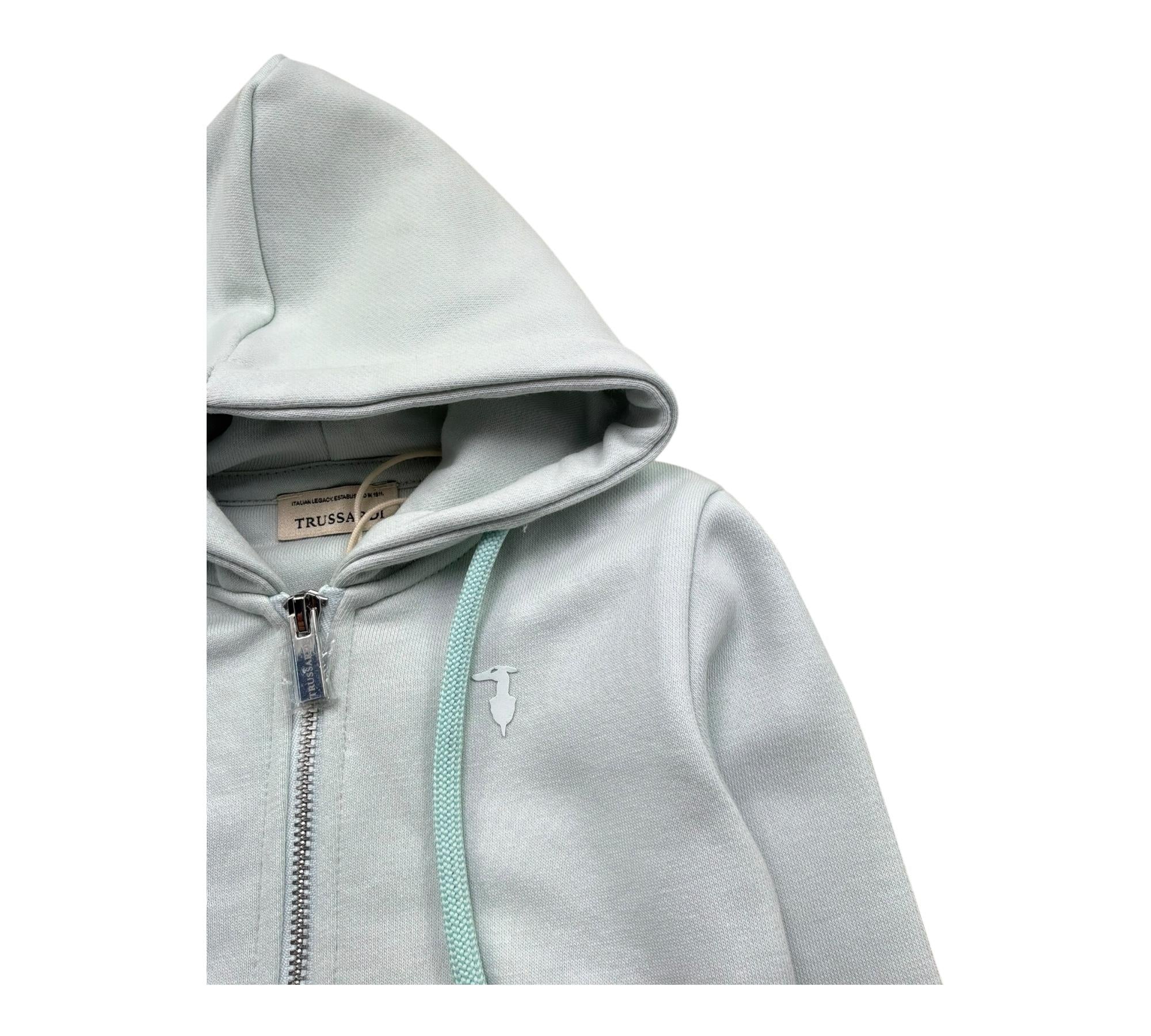 Trussardi Felpa con Zip E Cappuccio Tinta Unita per Neonato TIP26011FE VERDE ACQUA TRUSSARDI 