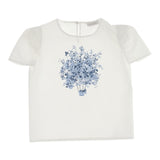 Monnalisa Camicia Mezza Manica Tinta Unita con Stampe per Bambina 719607 PANNA MONNALISA 