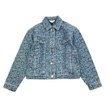 Marc Jacobs Giubbino In Denim Tinta Unita Con Bottoni Logato Azzurro Per Bambina
