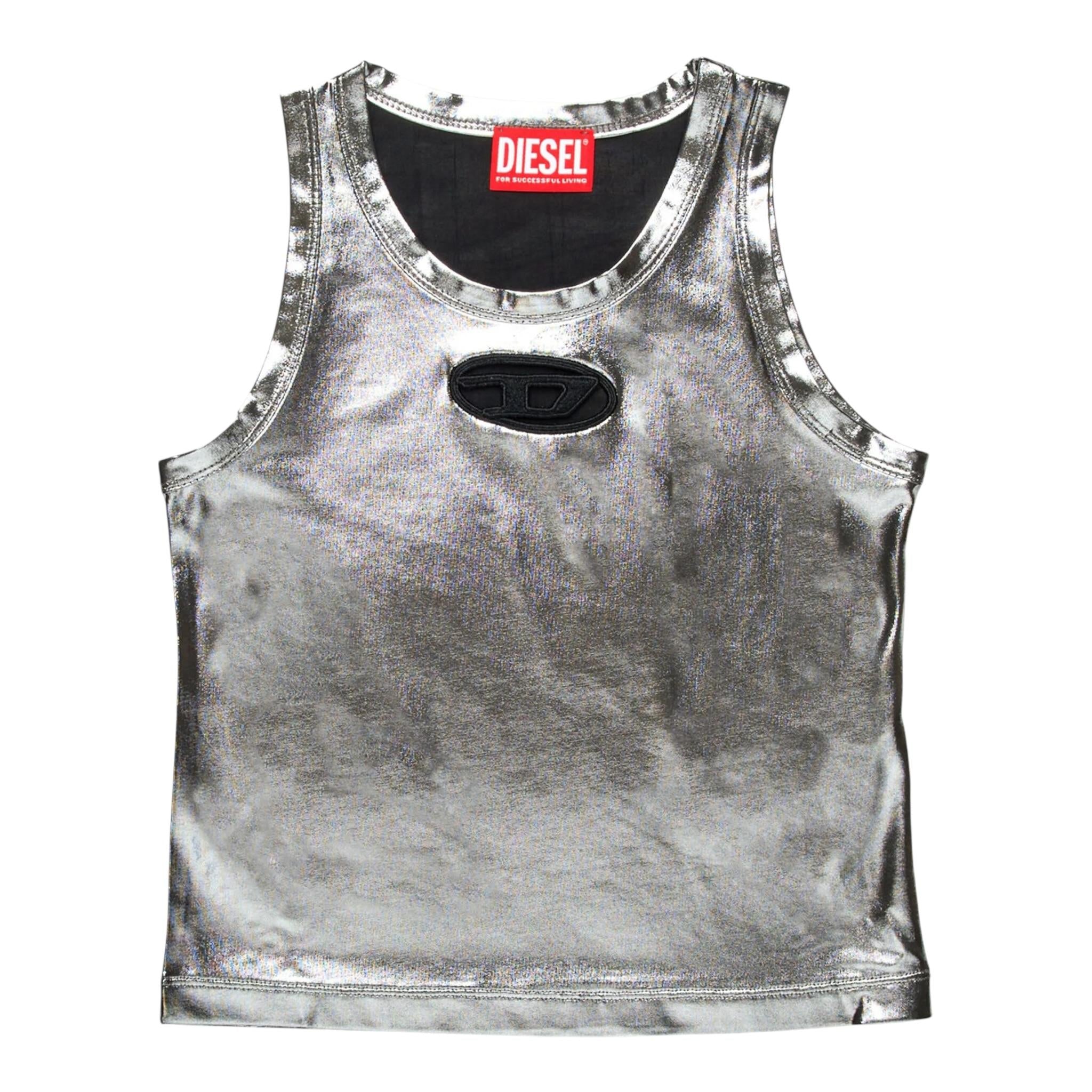 Diesel Canotta Tinta Unita con Logo per Bambina J02178XXX ARGENTO DIESEL 