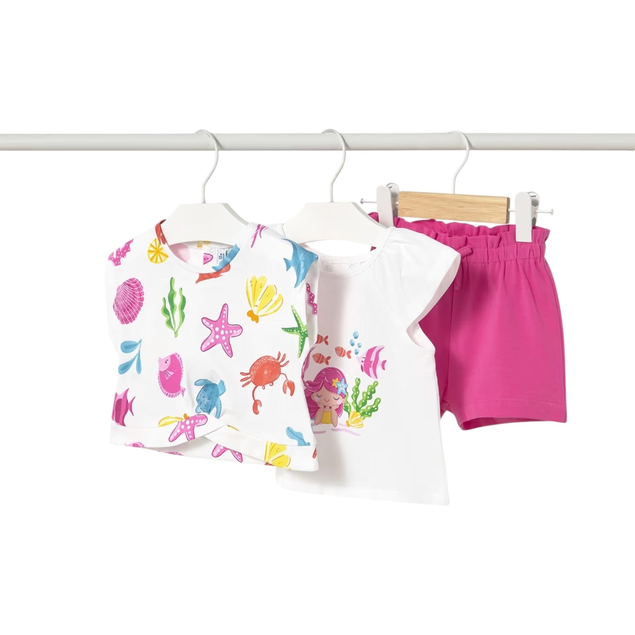 Mayoral Completo 3 Pezzi 2T-Shirt-Short Bianco per Neonata 1232XXXX BIANCO MAYORAL 