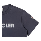 Moncler T-Shirt Girocollo Tinta Unita con Logo per Bambino 8C00003 BLU MONCLER 