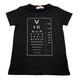 Vicolo T-Shirt Girocollo Tinta Unita Con Stampa Logo Nero Per Bambina
