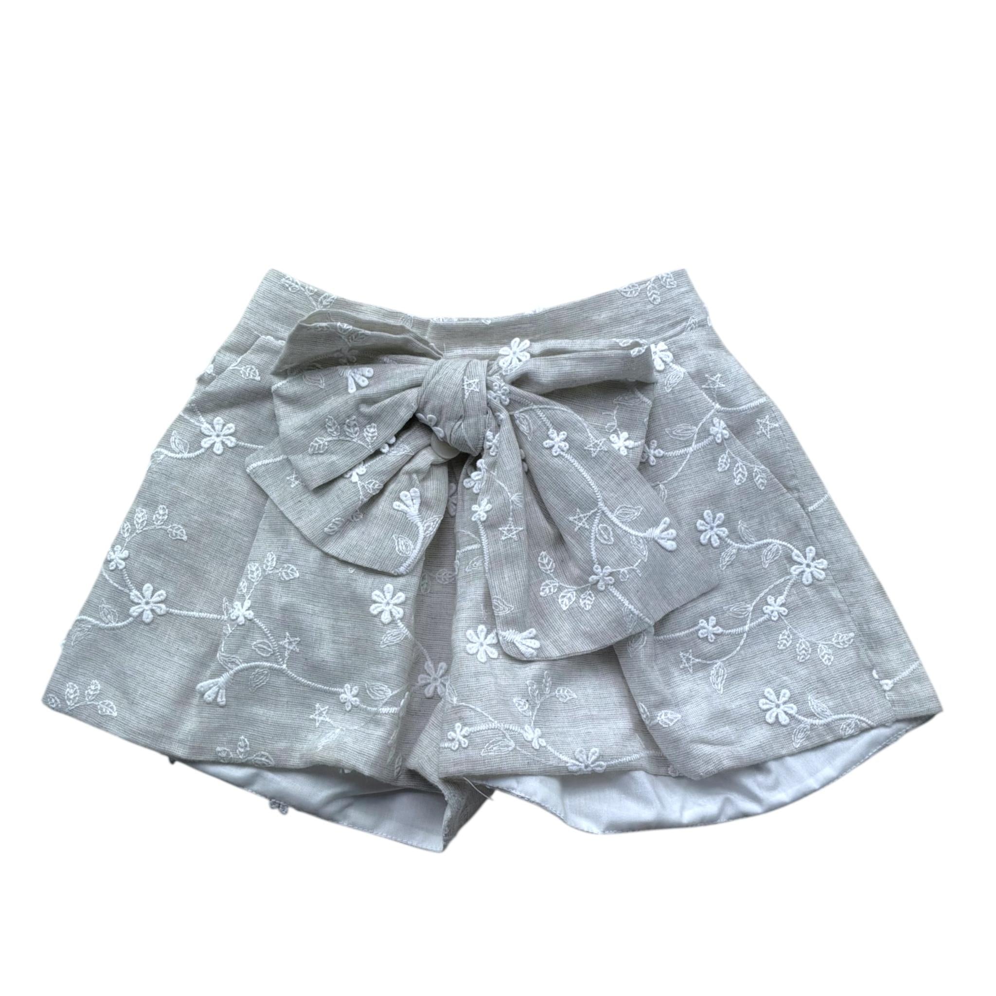Le Bebe' Short Tinta Unita con Ricami per Neonata LBG6377 SABBIA LE BEBE' 
