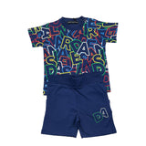 Daniele Alessandrini Completo T-Shirt Tinta Unita Logata-Bermuda Blu Per Neonato