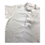 Le Bebe' Camicia Mezza Manica Tinta Unita Collo Coreano Bianco Per Neonato