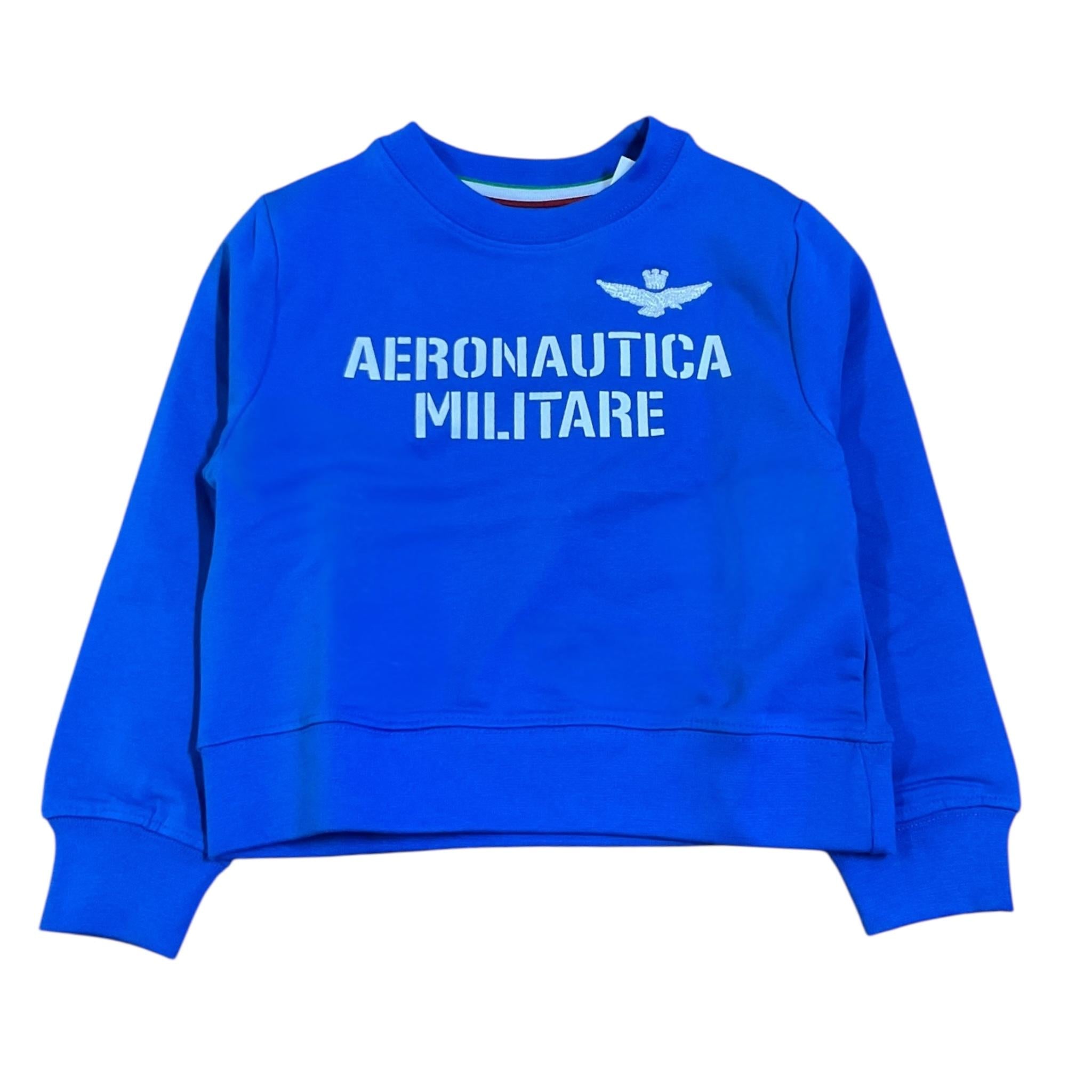Aeronautica Militare Felpa Chiusa Girocollo Tinta Unita con Stampa Logo per Bambino 251FE0027AJ COBALTO AERONAUTICA MILITARE 