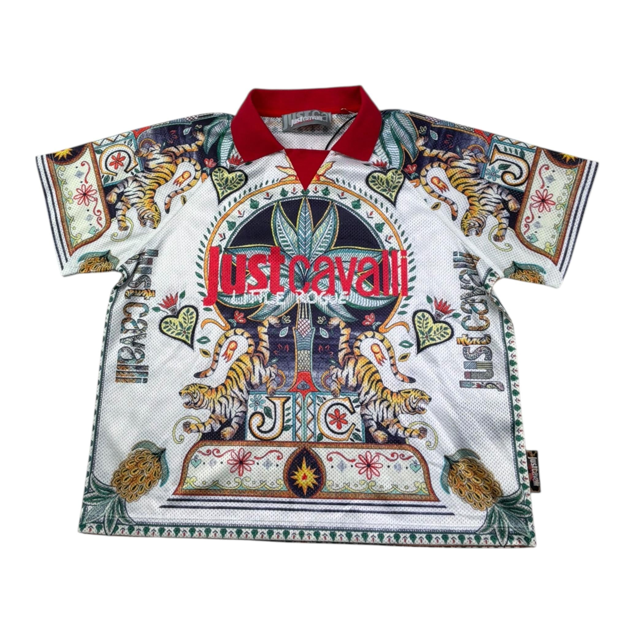 Just Cavalli Polo Mezza Manica Stampa Fantasia con Colletto In Contrasto per Bambino JGP26105PO BIANCO JUST CAVALLI 