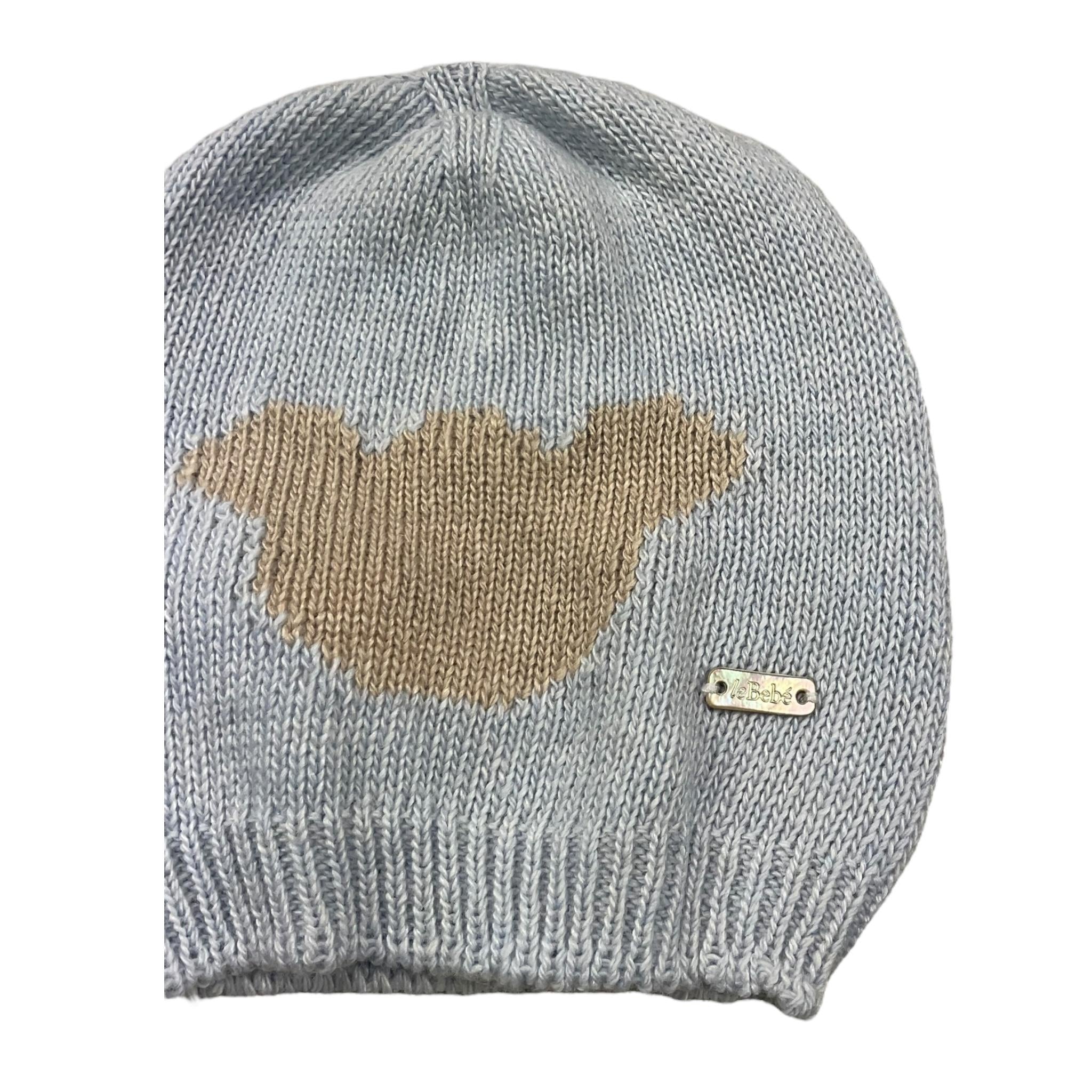 LE BEBE' cappello tinta unita con ricamo orso Azzurro per Neonato LBB5052 AZZURRO LE BEBE' 