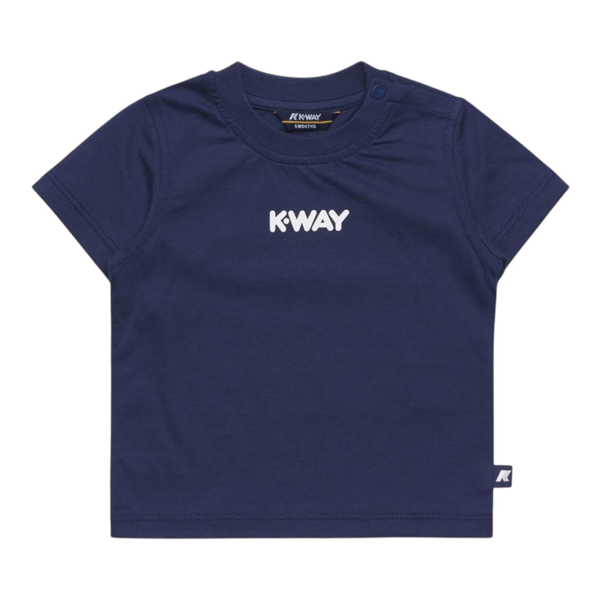 K-Way T-Shirt Girocollo Tinta Unita con Logo per Neonato K11613WXX BLU K-WAY 