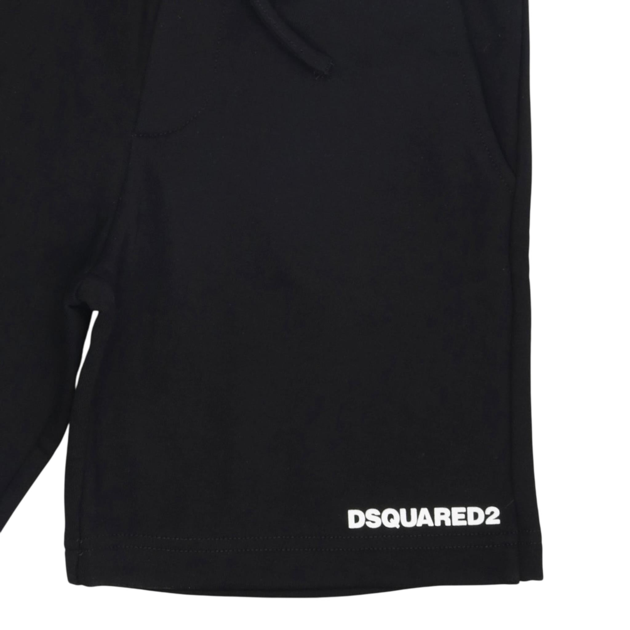 Dsquared2 Bermuda In Tuta tinta unita con Stampa Nero per Bambino DQ2738XXXX NERO DSQUARED2 
