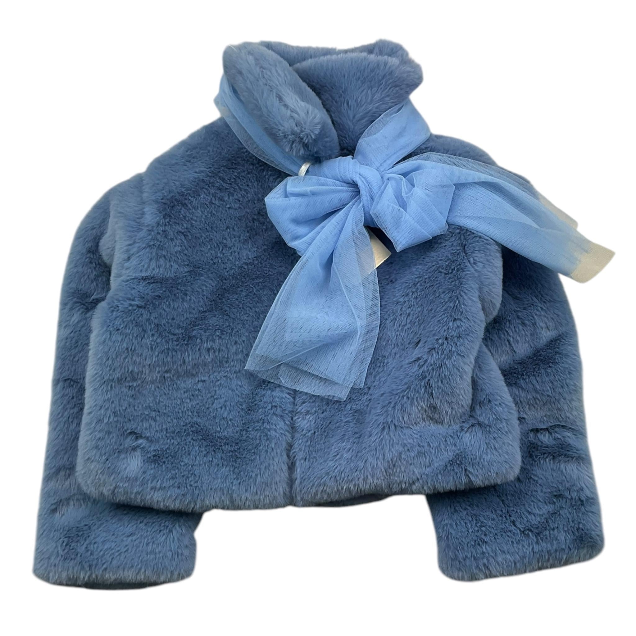 MISS GRANT pelliccia tinta unita con fiocco in tulle Azzurro per Neonata MG1202N AZZURRO MISS GRANT 