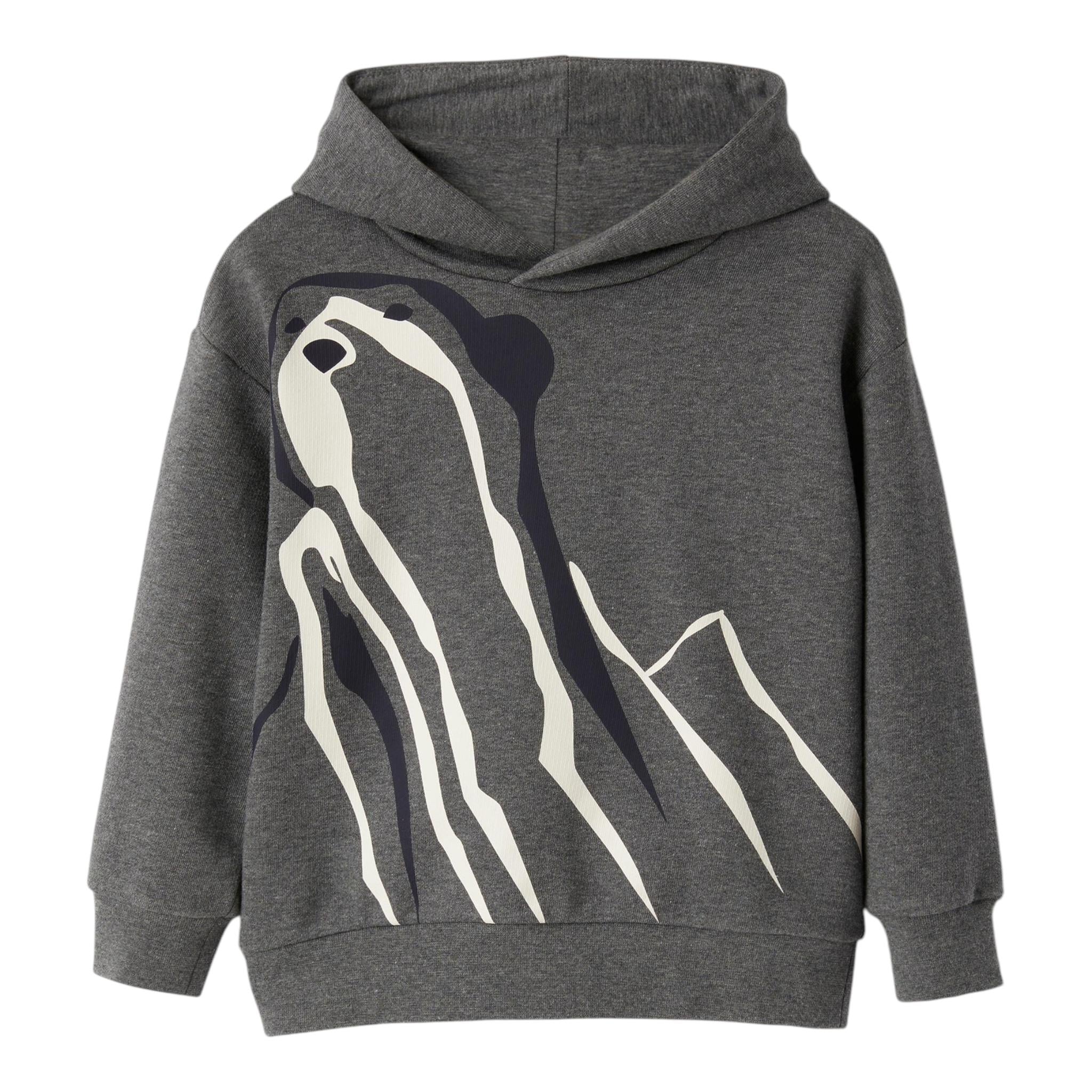 IL GUFO felpa chiusa cn cappuccio tinta unita cn stampa Grigio per Bambino A24MF287M0116 GRIGIO IL GUFO 