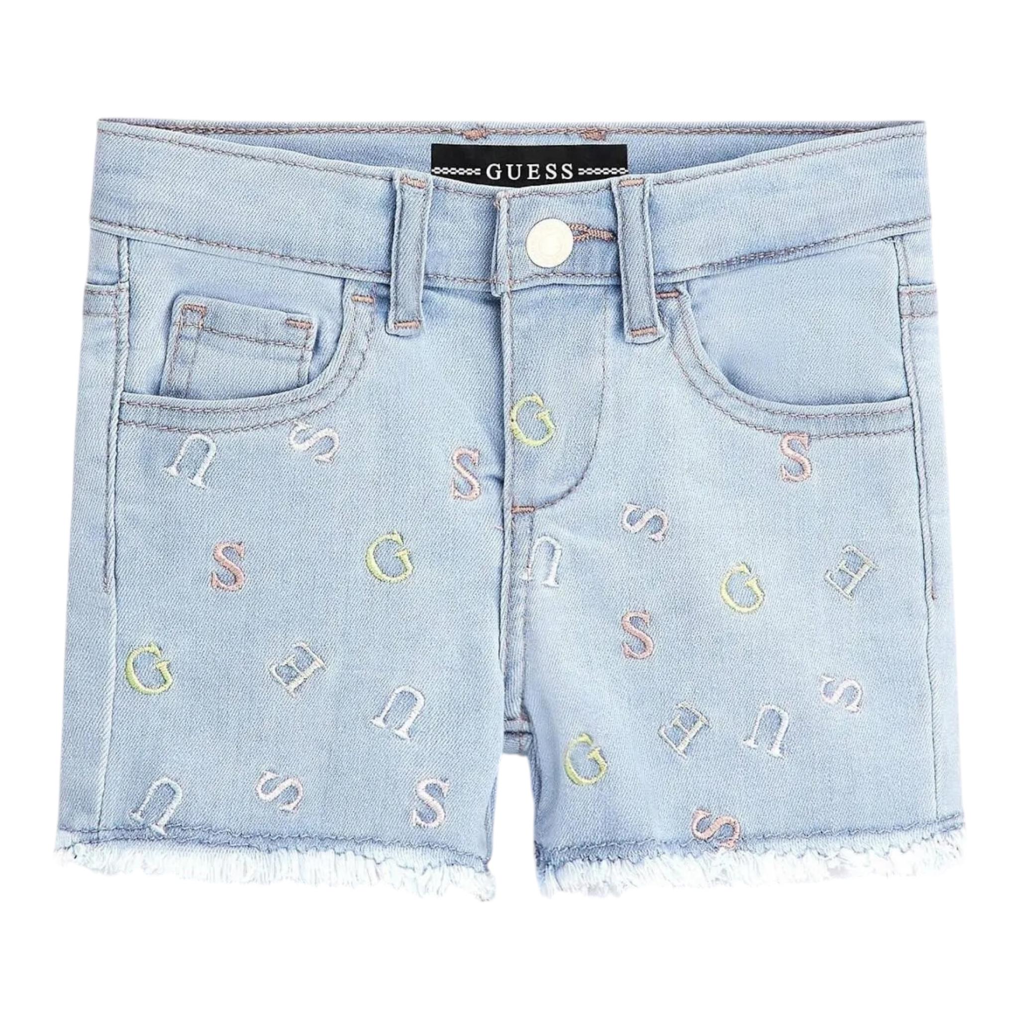 Guess Short In Denim Tinta Unita con Ricami Logo per Neonata K3GD16D4CA0 AZZURRO GUESS 