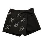 MISS BLUMARINE short tinta unita con elastico in vita e brillantini Nero per Bambina IF4018X NERO MISS BLUMARINE 