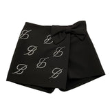 MISS BLUMARINE short tinta unita con elastico in vita e brillantini Nero per Bambina IF4018X NERO MISS BLUMARINE 