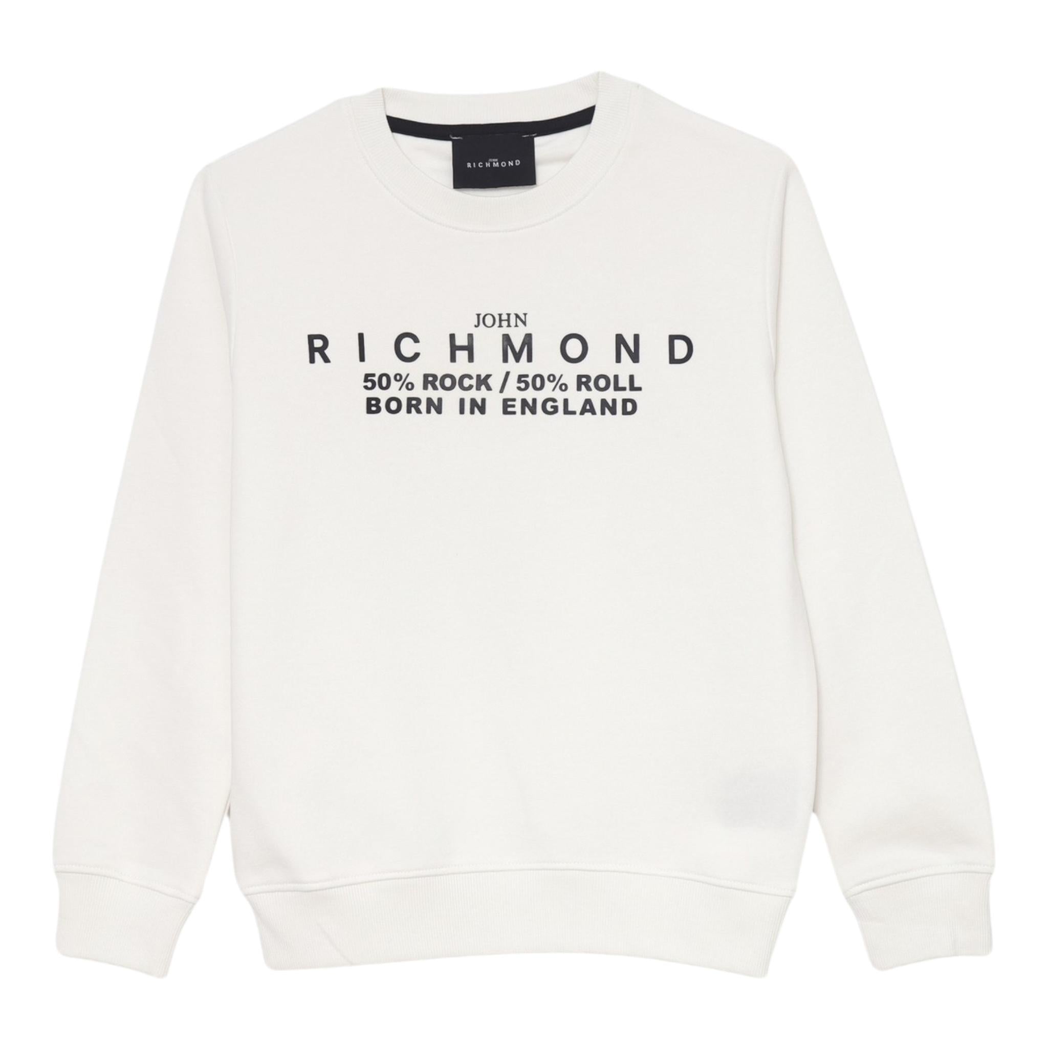 JOHN RICHMOND felpa chiusa girocollo tinta unita con logo Bianco per Bambino RBA24047FE BIANCO JOHN RICHMOND 