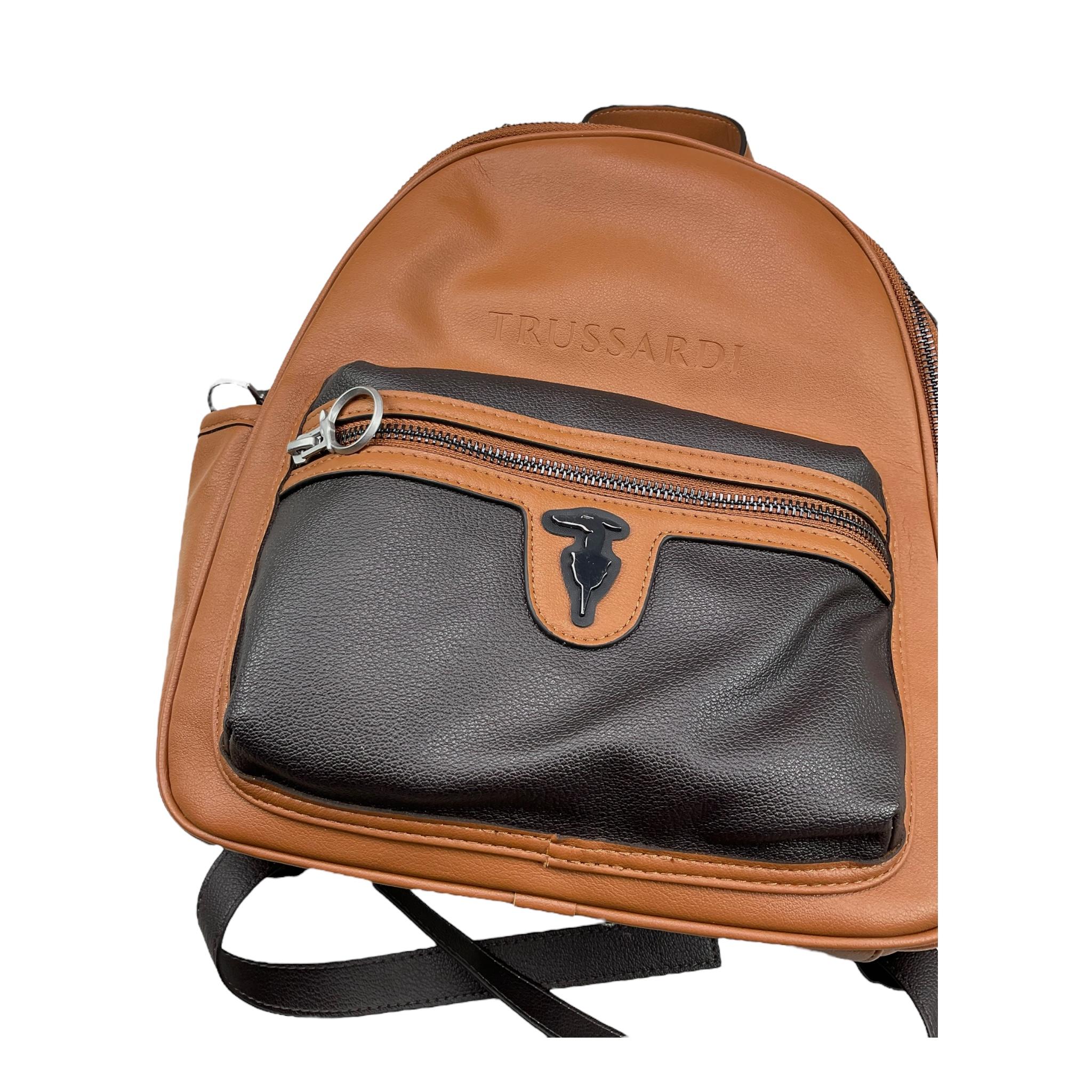 TRUSSARDI zaino bicolore in vera pelle Marrone per Bambino TBA25148ZA MARRONE TRUSSARDI 