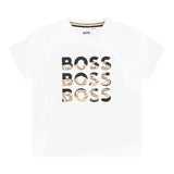 Boss T-Shirt Girocollo Tinta Unita con Stampa per Neonato J52113X BIANCO BOSS 