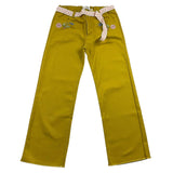 Babe & Tess Pantalone Tinta Unita Con Cinturino Giallo Per Bambina